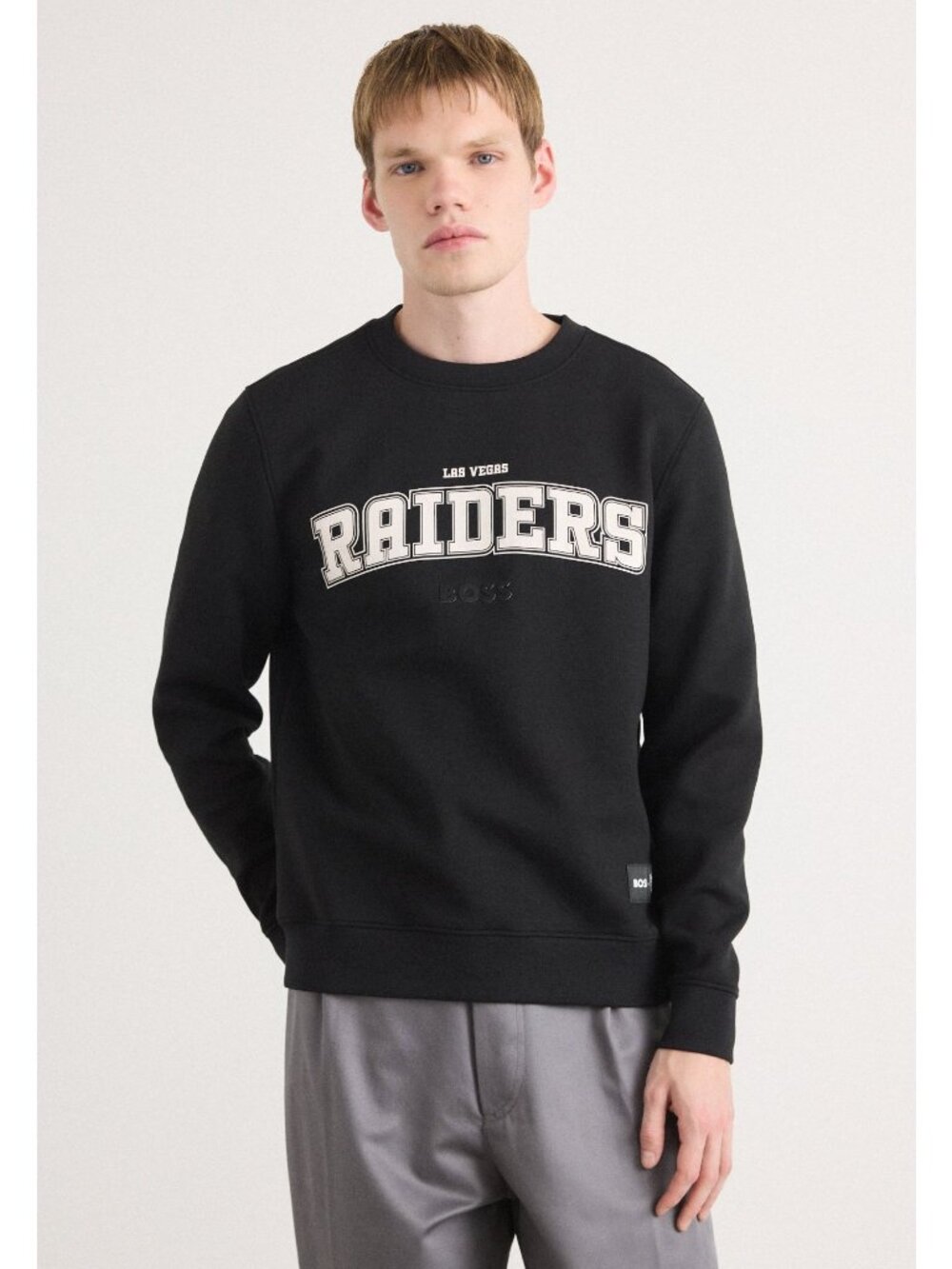 Hugo Boss Watt x NFL Las Vegas Raiders Black Logo Crewneck Sweatshirt Large NWT